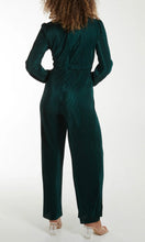 Load image into Gallery viewer, GREEN PLISSE V NECK ELASTICATED JUMPSUIT