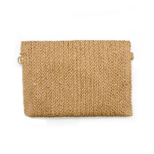 Sequin Woven Straw Clutch Bag