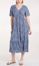 Load image into Gallery viewer, DITSY LEAF PRINT BUTTON FRONT MIDI DRESS