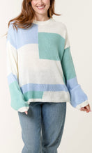 Load image into Gallery viewer, BLUE COLOUR BLOCK KNIT JUMPER