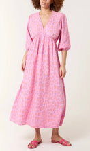 Load image into Gallery viewer, PINK LEOPARD PRINT CHEESECLOTH MIDI DRESS