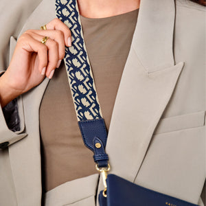 Abstract Canvas Bag Strap in Midnight Blue