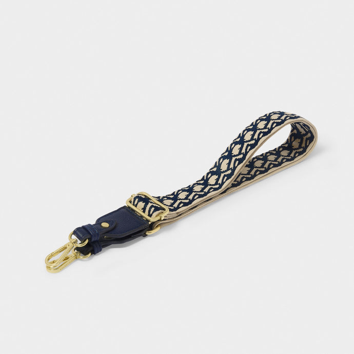 Abstract Canvas Bag Strap in Midnight Blue