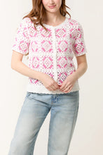 Load image into Gallery viewer, PINK GEOMETRIC SCALLOP EDGE CROCHET TOP