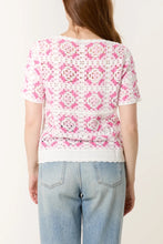 Load image into Gallery viewer, PINK GEOMETRIC SCALLOP EDGE CROCHET TOP