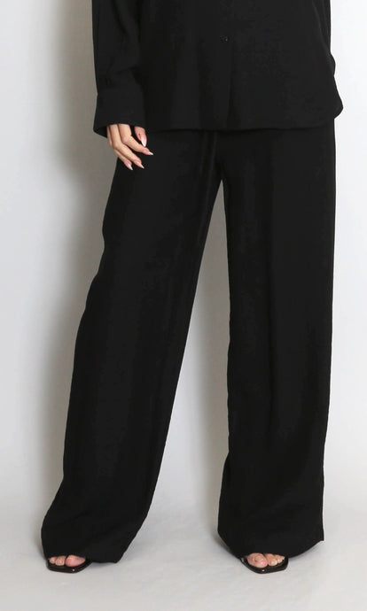 Black Wide Leg Trousers With Elasticated Waist