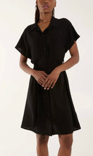 Load image into Gallery viewer, BLACK TIE BELT BUTTON DOWN SHIRT DRESS