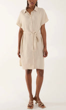 Load image into Gallery viewer, CREAM TIE BELT BUTTON DOWN SHIRT DRESS