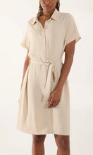 Load image into Gallery viewer, CREAM TIE BELT BUTTON DOWN SHIRT DRESS