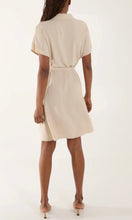 Load image into Gallery viewer, CREAM TIE BELT BUTTON DOWN SHIRT DRESS