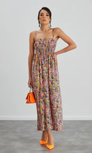 Load image into Gallery viewer, CAMI ELASTICATED MAXI DRESS IN ORANGE MULTICOLOUR PRINT