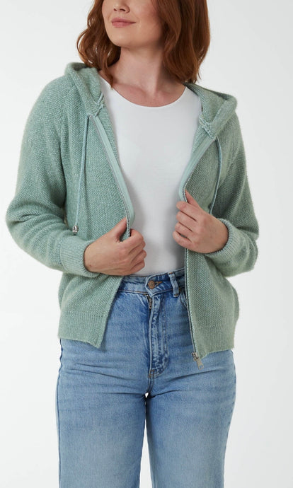 SAGE ZIP UP COSY HOODIE