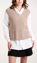 Load image into Gallery viewer, TAUPE  V-NECK KNIT VEST WITH SHIRT