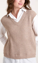 Load image into Gallery viewer, TAUPE  V-NECK KNIT VEST WITH SHIRT