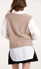 Load image into Gallery viewer, TAUPE  V-NECK KNIT VEST WITH SHIRT