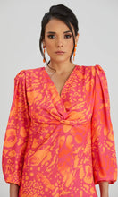 Load image into Gallery viewer, RITA TWIST MIDI DRESS IN ORANGE LEOPARD PRINT