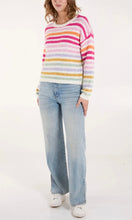 Load image into Gallery viewer, RAINBOW STRIPED KNIT CREW JUMPER