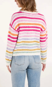 RAINBOW STRIPED KNIT CREW JUMPER