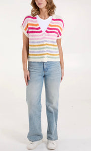 RAINBOW STRIPED KNIT VEST