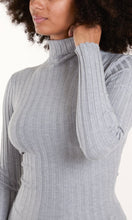 Load image into Gallery viewer, GREY RIBBED ROLL NECK JUMPER