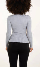 Load image into Gallery viewer, GREY RIBBED ROLL NECK JUMPER