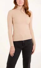 Load image into Gallery viewer, CAMEL RIBBED ROLL NECK JUMPER