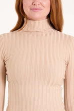 Load image into Gallery viewer, CAMEL RIBBED ROLL NECK JUMPER