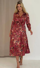 Load image into Gallery viewer, Isabella Foiled Print Tie Front Midi Dress Pink