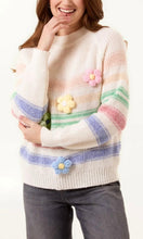 Load image into Gallery viewer, PASTEL KNITTED FLOWER STRIPED JUMPER