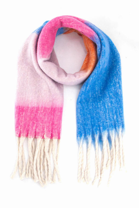 Isa Heavyweight Scarf - Blue/Pink, Colour Block