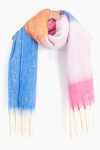 Isa Heavyweight Scarf - Blue/Pink, Colour Block