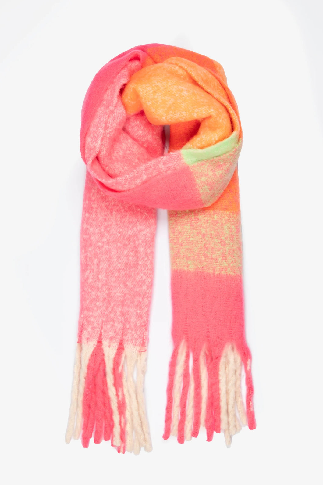 Kaia Heavyweight Scarf - Fuchsia/Orange, Square Colour Block