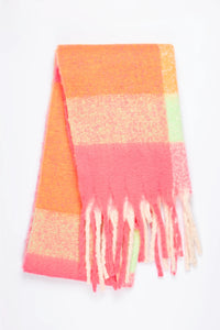 Kaia Heavyweight Scarf - Fuchsia/Orange, Square Colour Block