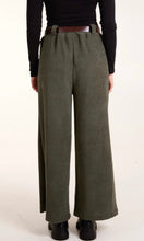 Load image into Gallery viewer, KHAKI RIB KNIT STRAIGHT LEG BELTED TROUSER