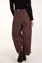 Load image into Gallery viewer, CHOCOLATE  RIB KNIT STRAIGHT LEG BELTED TROUSER