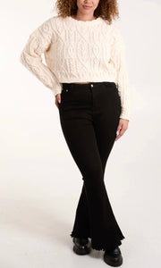 CREAM CABLE KNIT CROPPED JUMPER