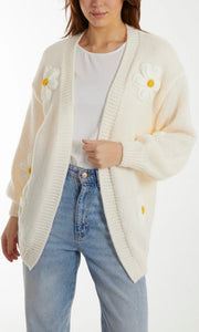 CREAM DAISY FLOWER CARDIGAN