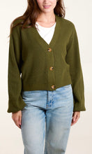 Load image into Gallery viewer, KHAKI V-NECK KNIT CARDIGAN