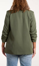 Load image into Gallery viewer, KHAKI RUCHED SLEEVE BLAZER