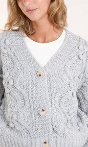 GREY CHUNKY KNIT CARDIGAN