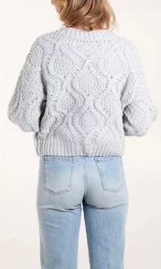 GREY CHUNKY KNIT CARDIGAN