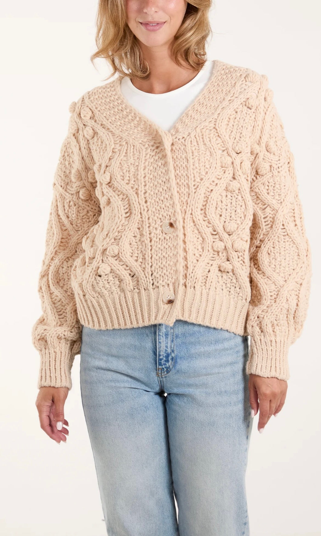 CREAM CHUNKY KNIT CARDIGAN