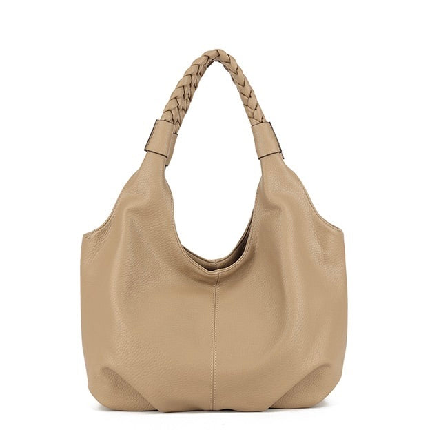 Beige Knot Handle Soft Slouchy Bag