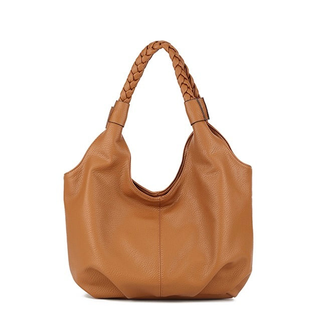 Tan Knot Handle Soft Slouchy Bag