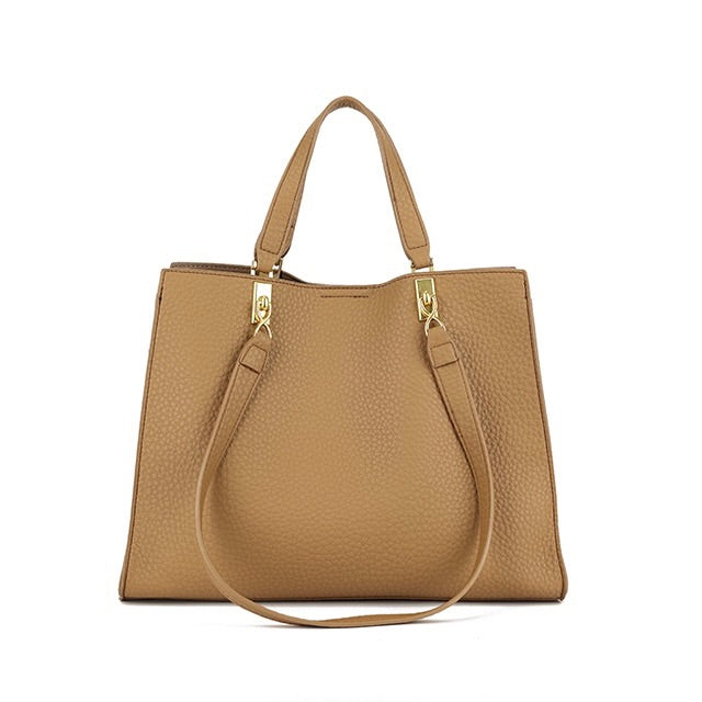 Beige Two Handle Hand Bag