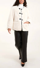 Load image into Gallery viewer, CREAM COLLARLESS TOGGLE DETAIL FUR JACKET