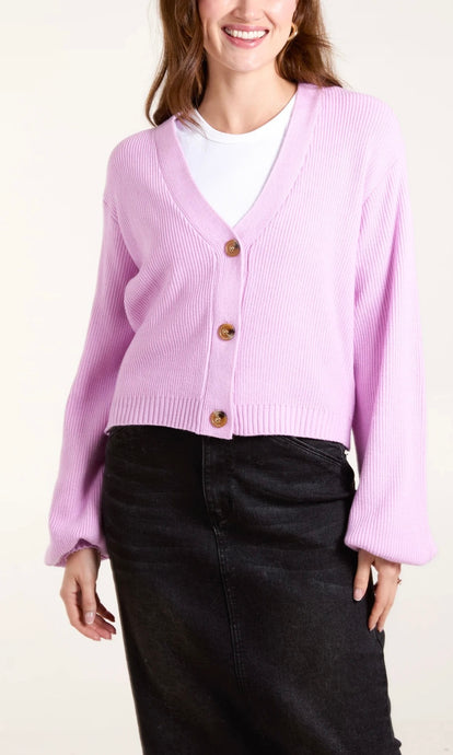 PINK V-NECK KNIT CARDIGAN