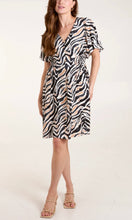 Load image into Gallery viewer, BLACK ANIMAL PRINT COCONUT BUTTON THROUGH DRESS