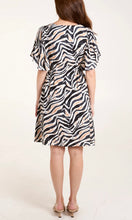 Load image into Gallery viewer, BLACK ANIMAL PRINT COCONUT BUTTON THROUGH DRESS