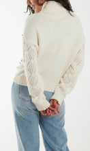 Load image into Gallery viewer, ROLL NECK RAINBOW DIAMANTE POINTELLE JUMPER